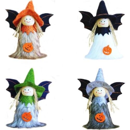4pcs Halloween Plush Toys Set Cute 3D Pumpkin Witch Angel Doll for Kids Gift Farmhouse Halloween Decorations Au11 21