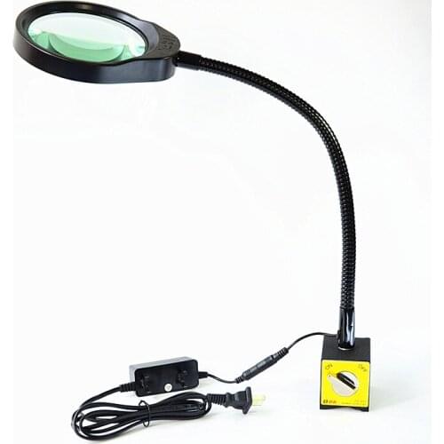 Table Magnifier 5X 125MM Magnetic Base Magnifying Glass with LED Lamp Lupa Loupe for Reading Or iphone Repair