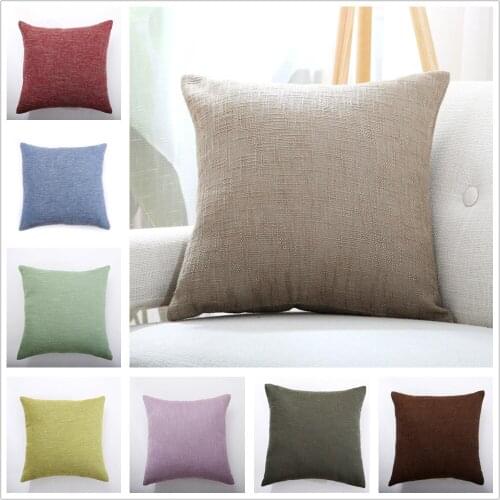 Cotton Linen Cushion Covers 45x45 cm Solid Color Square Elegant 2 Pieces Throw Pillow Cover for Car Hotel Pillowcase with Zipper