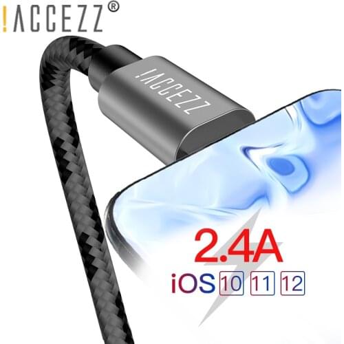 !ACCEZZ Nylon Charging Cable For Apple iPhone XR XS MAX X 8 7 6S 5S 6 Plus IOS 10 11 12 Phone Lighting Charging Sync Data Cables