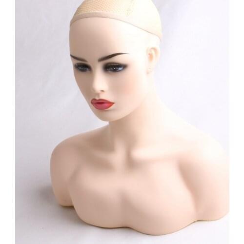 New 1PC Female Realistic Mannequin Head PVC Jewelry And Hat Display PVC Mold Stand Torson Wig