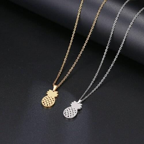 Stainless Steel Necklace for Women Lovers Gold and Silver Color Pineapple Pendant Necklace Engagement Jewelry