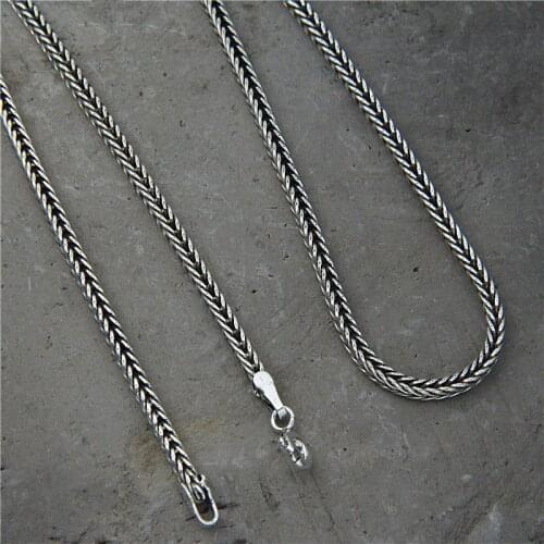 Fashion Jewelry S925 Sterling Silver Handmade Foxtail Chain Retro Thai Silver Men And Women Necklace Snake Clavicle Whip Chain