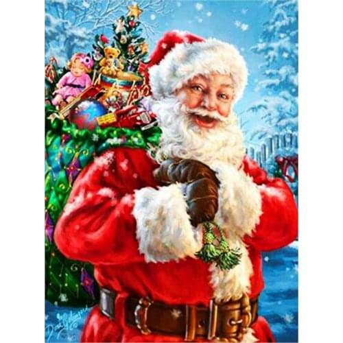 Christmas cartoon painting diamond Santa Claus train home decoration 5d Diy square rhinestone diamond embroidery Christmas gift