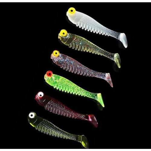 Fishing Lure 3D Eyes Silicone Shad Soft Wrom Minnow Swimbait Bass Fishing Paddle Tail Baits Artificial Lures 5cm
