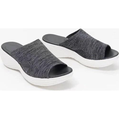 Slippers Womens Summer New Flat Fish Mouth Mesh Breathable Womens Outer Slippers Shoes Sandals Women Sandals Platform Shoes