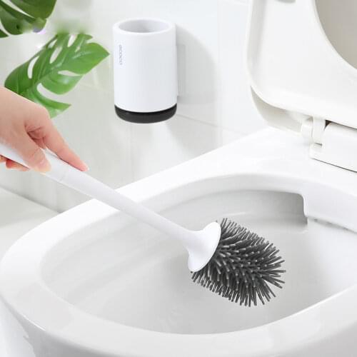 Bathroom Toilet Brush Floor-standing Wall-mounted Base Silicone Cleaning Brush For Toilet Accessories Set household items