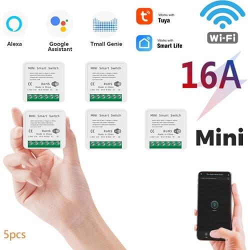 16A Tuya Wifi Mini DIY Smart Switch Led Light Smart Life Push Module Support 2 Way Voice Relay Timer Work With Google Home Alexa