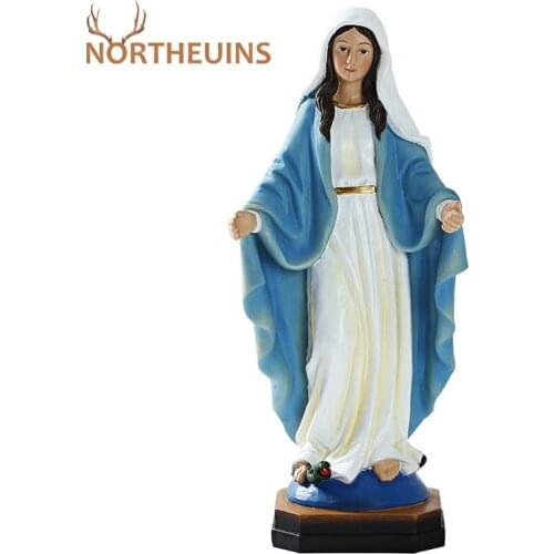 NORTHEUINS Resin Our Lady of Jesus Statues Classical Religious Retro Ornaments Easter Day Accessories Decoration For Living Room