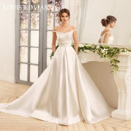 Louis Novias High Quality Simple Empire Wedding Dress Sleeveless Spaghetti Straps Vintage Wedding Dress Sweep Brush Train