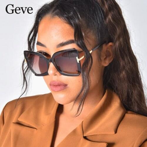 Unique Oversized Butterfly Sunglasses Women Vintage Black Graidient Sun Glasses Female Stylish Elegant Gradient Female Glasses