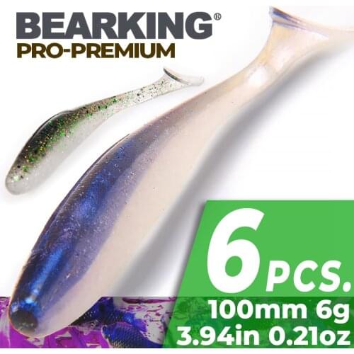 Hot 4" 6pcs 10cm/6g Bearking Shiner Silicone Soft Bait professional Lure quality Carp Artificial Wobblers free shipping
