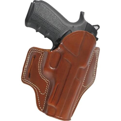 YT HOBBY S & W M & P Shield 9mm Handmade Pancake Style Leather OWB Carry Two Slot Fast draw Pistol Firearm Gun Holster