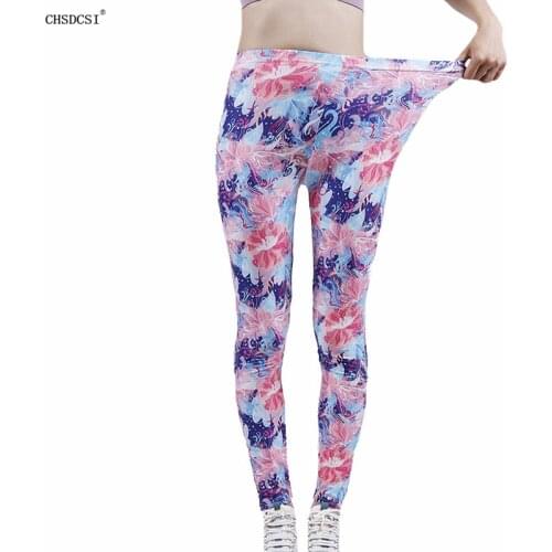 CHSDCSI Fitness Elastic Leggins New Arrival Women Leggings Fashion Color Floral Print High Waist Soft High Quality Sportwear