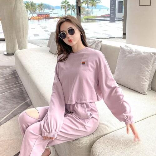 Womens Two Piece Outfit Jogger Suit Long Sleeve Pullover T-shirts Tops+Pants Leggings Set Casual Tracksuit Sweat Suits