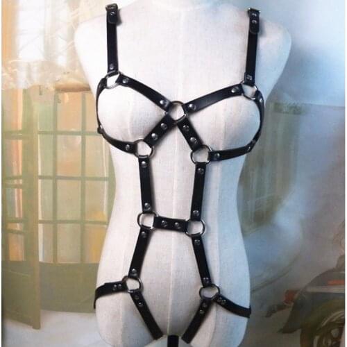 Goth Women Chest O Ring Studded Strap Garter Belts Cage Bondage Lingerie Bust Bra Waist Belt Straps Suspenders Belt Body Harness