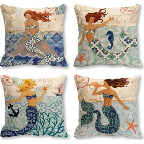 1PC Marine Mermaid pattern carrying pillowcase 45x45 body pillow cases without core home decor living room sofa princess pillow