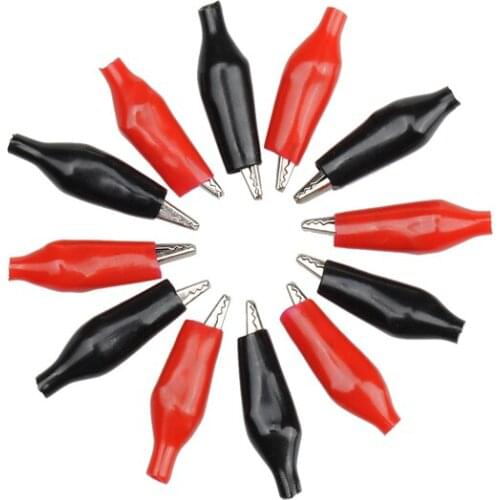12Pcs Red Black Insulation Boot Metal Alligator Clips