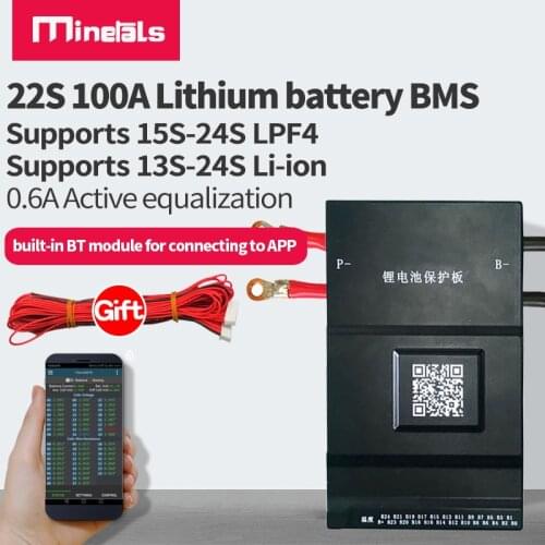 22s smart bms 0.6a Active equalization 100a 18650 with 0.6a A Li-Ion LiFePo4 With BluetoothFor Lithium Battery Pack