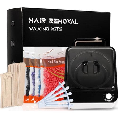 39PCS Hair Removal Kit Includes Wax Warmer Heater 100g Hard Wax Beans Beads Nose Waxing Sticks for Men Women Black EU Plug