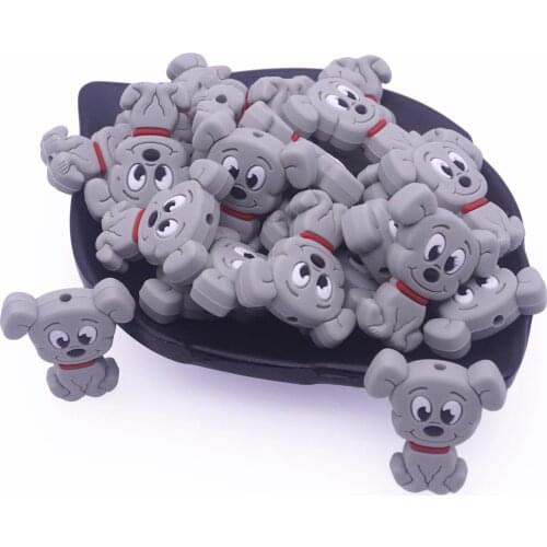 5pcs BPA Free Animal Cartoon Silicone Beads Puppy Dog Baby Teether Bead Chewing DIY Pacifier Nursing Necklace Baby Teething Toys