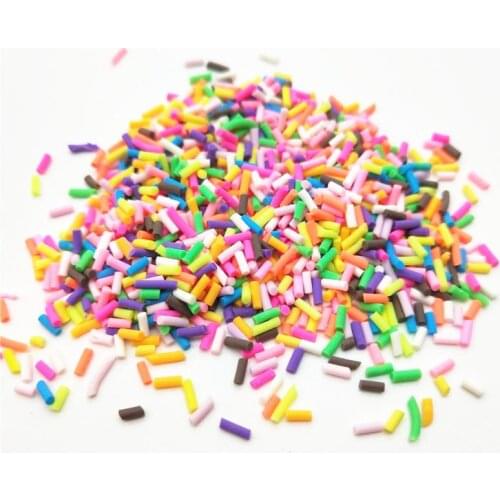 50g/lot Long Cylindrical Polymer Hot Soft Clay Sprinkles Colorful for DIY Crafts Tiny Cute plastic Accessories
