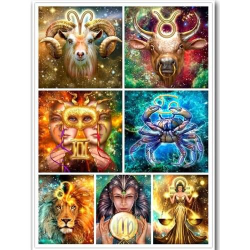 5D Diy diamond painting 12 zodiacal constellations full square diamond embroidery Rhinestone cross-stitch mosaic home decoration