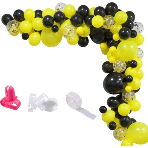 92 Pcs Cute Yellow Black Balloons Garland Arch Kit Children Kid Happy Birthday Party Decoration Latex Ballon Baby Shower Globos