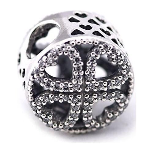 Authentic 925 Sterling Silver Clear CZ Petals of Love Charm Beads for Jewelry Making Fits Original Charms Bracelets DIY Finding