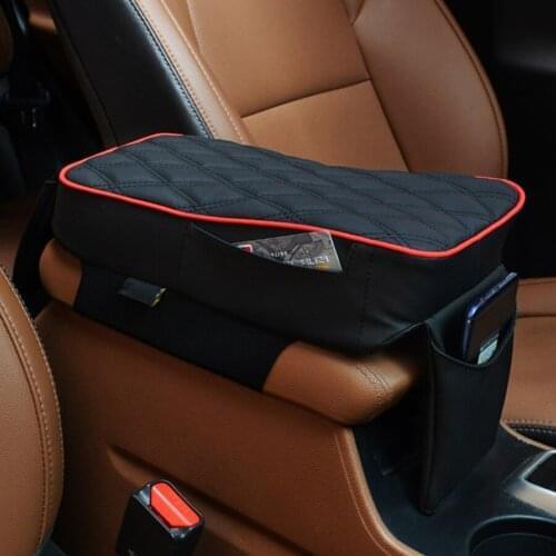 Car Armrests Pad Hollow Cotton PU Surface Armrest Box Mats Black with Red Edge Automotive Interior Accessories
