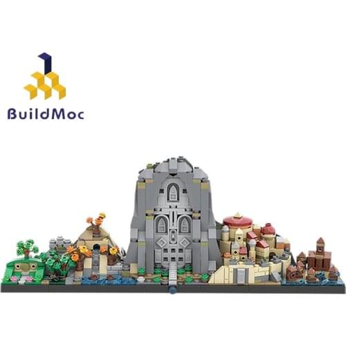 Buildmoc Moive Lords King Ring Prequel Hobts Skyline Architecture City Street View Castle House Cave Building Blocks Toys Gift