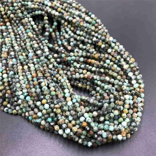 Natural Small stone beads tiny Africa Turquoises Micro Faceted beads Round Small Loose Beads Jewelry Making Bracelet 2 3mm bead