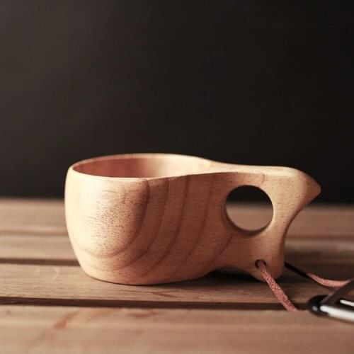 Wood Mugs Creative Tea Cups 180ml With Rope And Handgrip Export Finland European Style Coffee Mug Wholesale Price