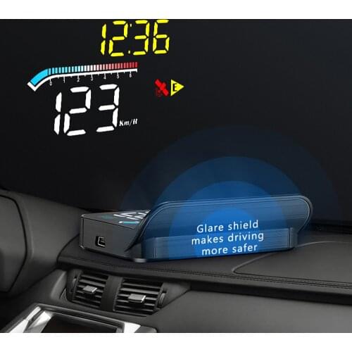 HUD Head Up Display Windshield Speedometer Projector OBD2 GPS Dual System Security Alarm Water Temp Overspeed RPM Smart Gadgets