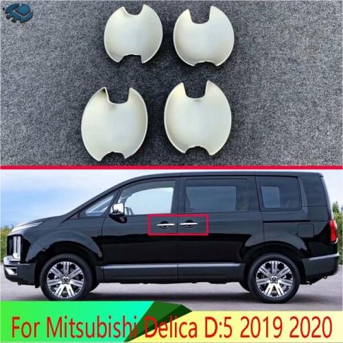 For Mitsubishi Delica D:5 2019 2020 ABS Chrome Door Handle Bowl Cover Cup Cavity Trim Insert Catch Molding Garnish