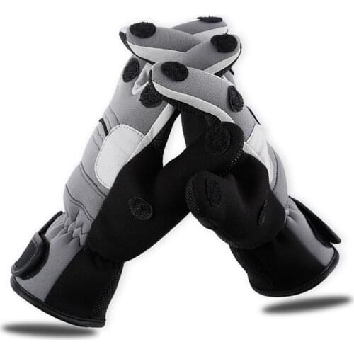 Cotton Velvet Ice Fishing Glove Winter Windproof Fishing Gloves Fishing Touchscreen Gloves with 3 Cut Fingers for Running