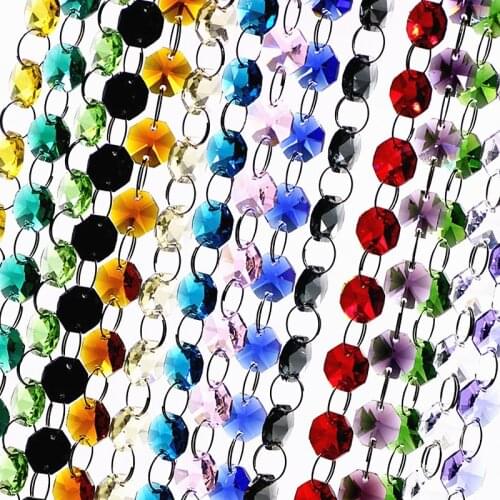 1M All Colors 14mm Crystal Octagon Beads Chains Crystal Glass Hanging Strand Garlands For Home Wedding Shinning Decoration