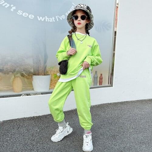 Korean Little Girl Loose High Quality Two-piece Suit Teenage Kids Christmas Outfits 12 14 Year Street Dance Sports Clothing Sets