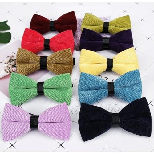 Fashion Suede Cotton Bowties for Men Women Fashion Cotton Velvet Corduroy Bow Tie Solid Color Banquet Party Cravat Custom Logo