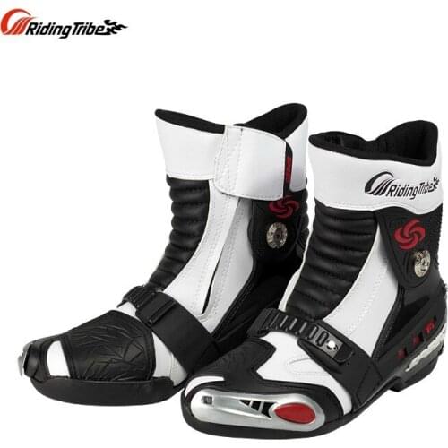 Motorcycle Boots Motorboats Racing Biker Leather Shoes Race Motocross Motorbike Riding Boot Foot Protection