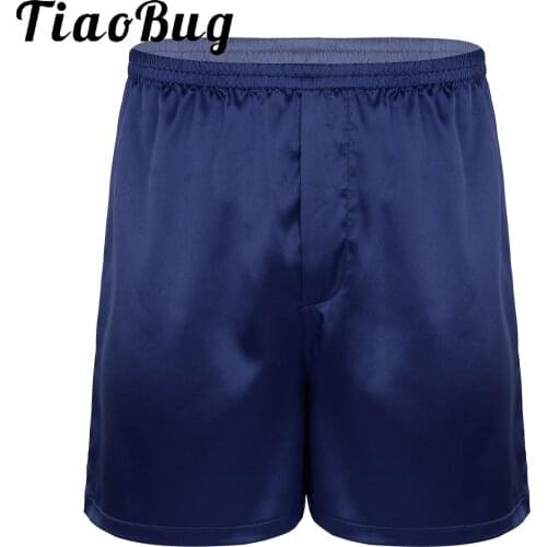 Men Fashion Homewear Sleep Shorts Pajamas Sleepwear Solid Casual Silky Satin Shorts Lightweight Loose Sports Lounge Short Pants