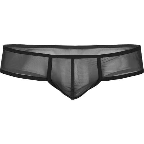 Mens Erotic Transparent Briefs Underwear See Through Lingerie Panties Sheer Mesh Bulge Pouch Low Rise G-string Thong Mini Briefs