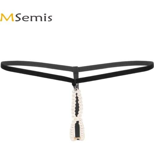 Mens Crotchless Mini Bikini Panties Sexy Gay Massage Pearl Chastity Tanga Thong Sissy Micro Jockstrap G-Strings Hombre Underwear