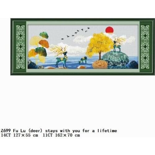 Cross-Stitch Kits Embroidery Needlework Fu Lu Stays with You for A Lifetime Patterns 11CT 14CT Printed Stamped Thread Decor Sets