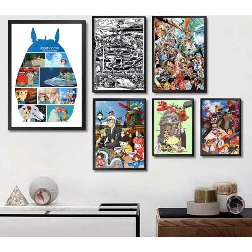 Miyazaki Hayao comic Animation film sets/Classic Totoro/Coated Paper/Cafe/bar poster/ Retro Poster/decorative painting