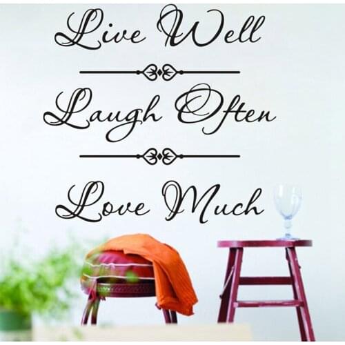 "live well laugh often love much"live laugh love quote wall decals home decor wall stickers, free shipping q0120
