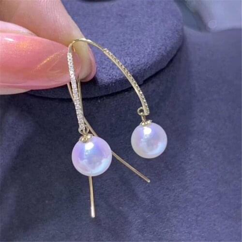 Real Solid 925 Sterling Silver Pearl Stud Earrings Accessories Findings DIY Jewelry Ear Hook Blank Empty Support
