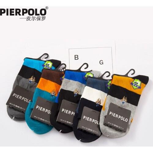 High Quality Pier Polo New Winter Business Casual Mens Socks Cotton Socks Male Brand Crew Socks 5 Pairs/Lot Mix Colors