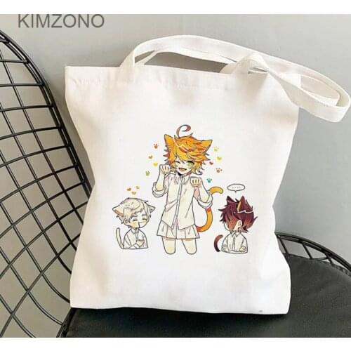 The Promise Neverland shopping bag cotton jute bag bolso reusable canvas handbag bag string bolsa compra sac cabas sac tissu
