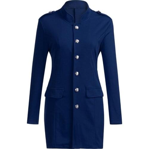 Solid Color Women Suit Jacket Long Sleeve Stand Collar Slim Fit Single Breasted Long Office Lady Suit Coat женская куртка